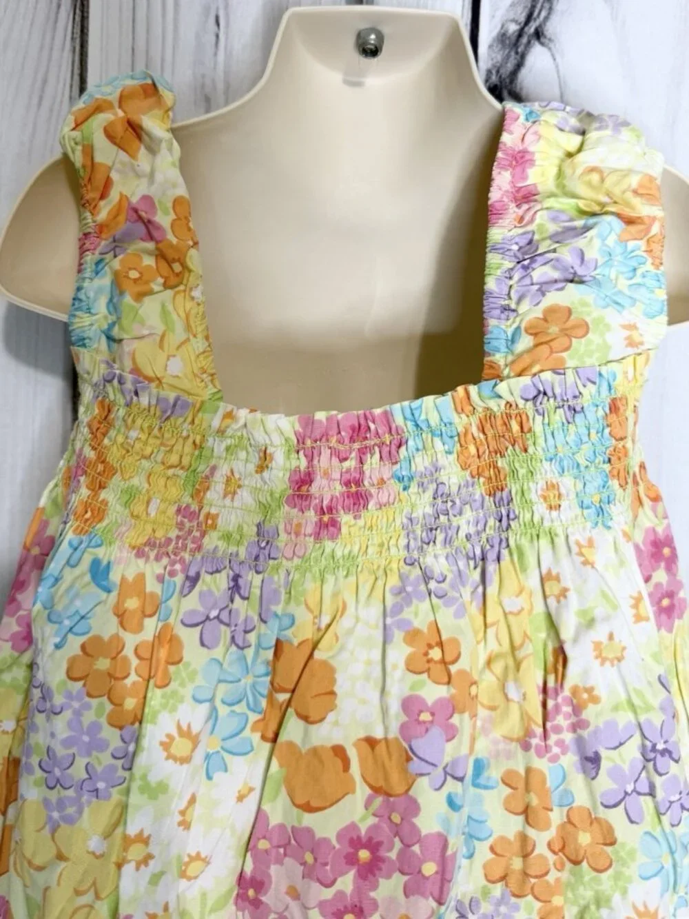 Gymboree Toddler Girls Multicolor Floral Cotton Sleeveless Dress Sz 3T Smocked